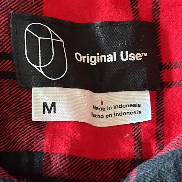 Original Use Men’s dynamic red plaid hooded flannel shirt shacket size M… - Picture 3 of 6